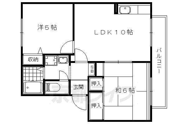 京都市東西線 山科駅 徒歩6分 2階建 築31年(2LDK/1階)の間取り写真