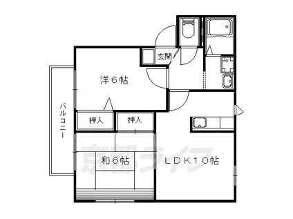 京都市東西線 山科駅 徒歩6分 2階建 築30年(2LDK/1階)の間取り写真
