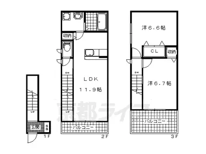 ファイン ビュー(2LDK/2階)の間取り写真