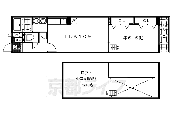 京都市東西線 醍醐駅(京都) 徒歩14分 2階建 築7年(1LDK/2階)の間取り写真