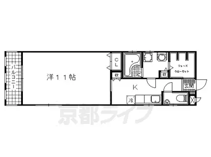 京都市東西線 椥辻駅 徒歩5分 2階建 築7年(1K/2階)の間取り写真