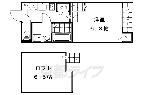 京都市東西線 椥辻駅 徒歩9分 2階建 築7年(1K/1階)の間取り写真