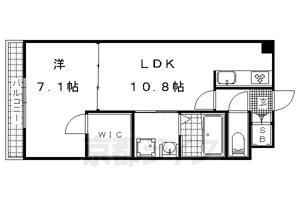 アシェンダ石山Ⅱ(1LDK/4階)の間取り写真