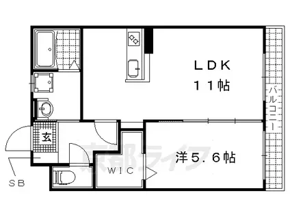 ウィズ秀和3(1LDK/3階)の間取り写真