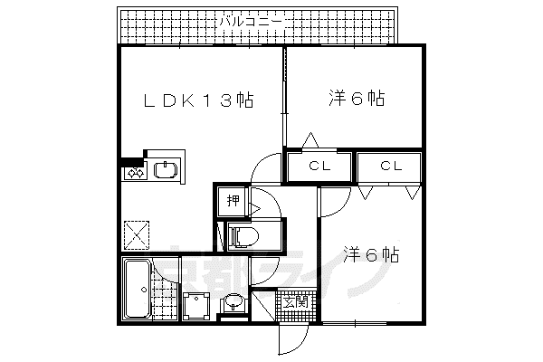 メゾンかやの(2LDK/2階)の間取り写真