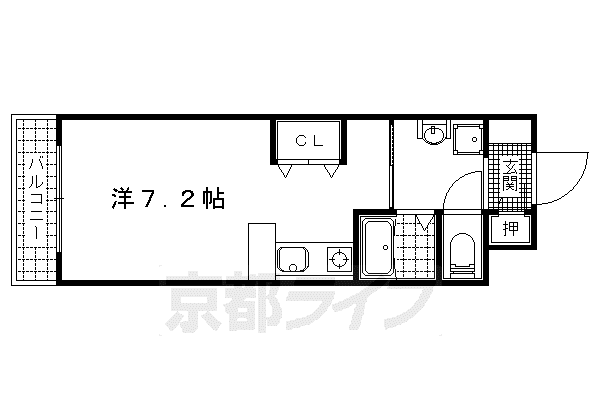 ラポール藤(ワンルーム/2階)の間取り写真