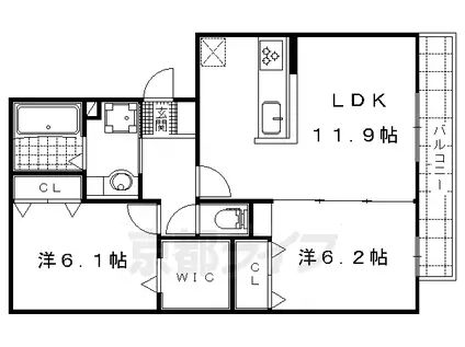 MERCI大将軍Ⅱ(2LDK/2階)の間取り写真