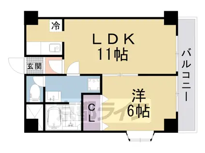 ジュネス堅田(1LDK/3階)の間取り写真