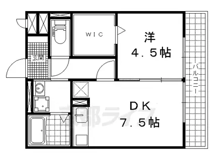 セヴェルSETAⅣ(1DK/1階)の間取り写真