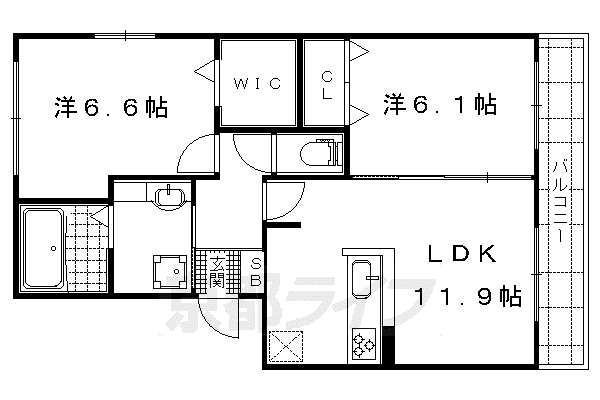 CASA RAFFINE瀬田A棟(2LDK/3階)の間取り写真