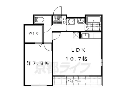京都市東西線 東野駅(京都) 徒歩15分 3階建 築6年(1LDK/2階)の間取り写真