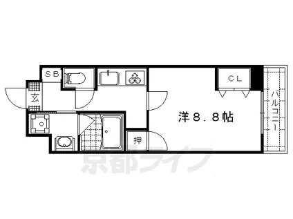 京阪電気鉄道京津線 追分駅(滋賀) 徒歩11分 4階建 築6年(1K/2階)の間取り写真