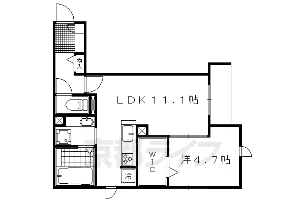 エスポワール飛鳥(1LDK/2階)の間取り写真
