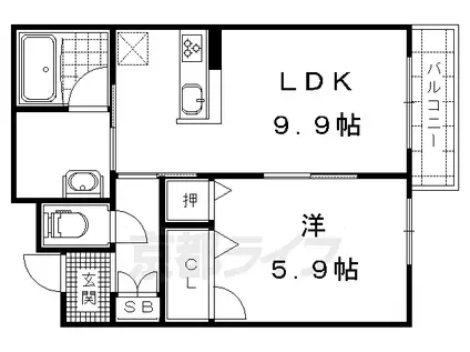 シャーメゾン勧修(1LDK/3階)の間取り写真