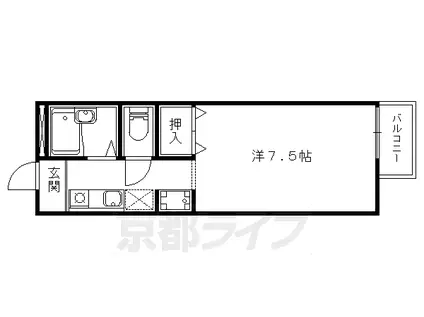 東海道本線 山科駅 徒歩13分 2階建 築30年(1K/2階)の間取り写真