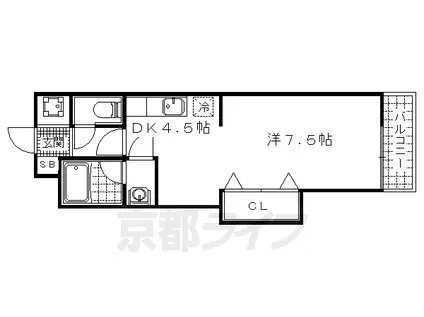 クオレッツァ山科(1DK/1階)の間取り写真