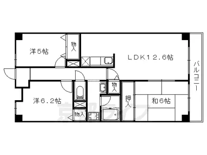 京都市東西線 東野駅(京都) 徒歩4分 10階建 築25年(3LDK/10階)の間取り写真