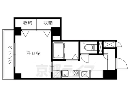 東海道本線 山科駅 徒歩1分 6階建 築27年(1K/5階)の間取り写真