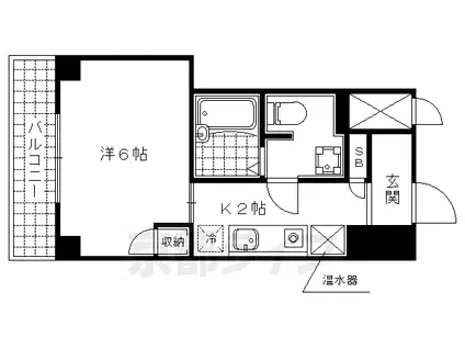 東海道本線 山科駅 徒歩1分 6階建 築27年(1K/4階)の間取り写真