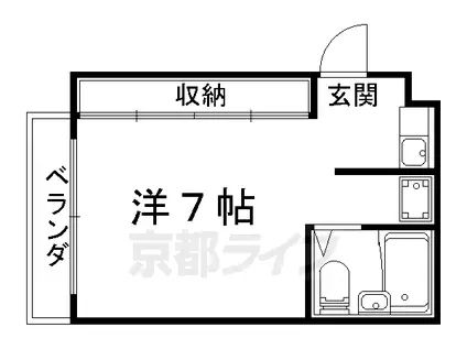 京都市東西線 椥辻駅 徒歩11分 3階建 築35年(1K/3階)の間取り写真