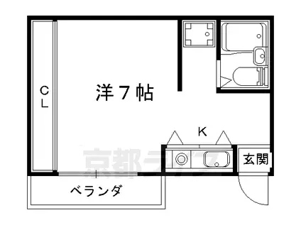 京都市東西線 椥辻駅 徒歩11分 3階建 築36年(1K/2階)の間取り写真
