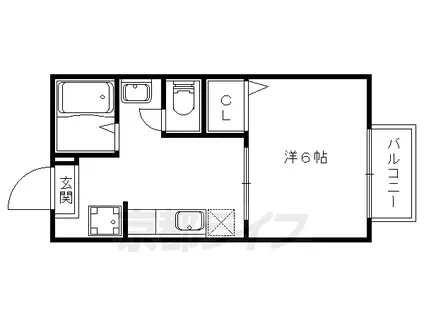 京都市東西線 御陵駅 徒歩6分 2階建 築24年(1K/1階)の間取り写真