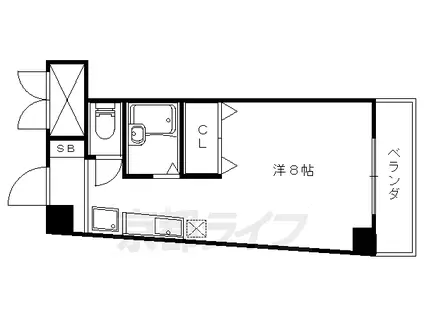 ボナール椥ノ辻(1K/2階)の間取り写真
