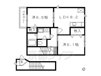 ベルドミール堅田(2LDK/2階)の間取り写真