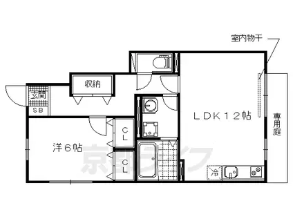 ヴェルコートA棟B棟(1LDK/1階)の間取り写真