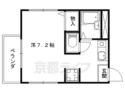 京都市東西線 椥辻駅 徒歩7分 2階建 築27年(1K/1階)の間取り写真
