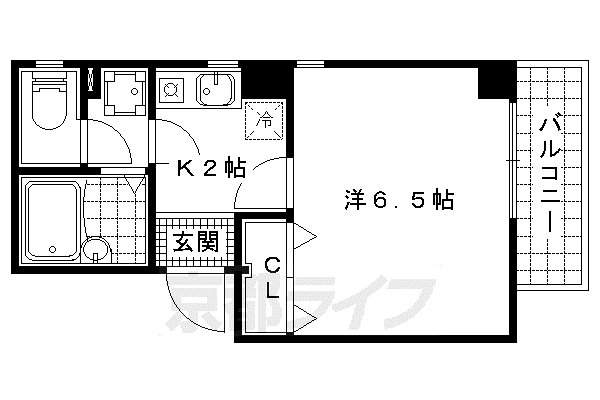 京都市東西線 東野駅(京都) 徒歩10分 4階建 築24年(1K/1階)の間取り写真