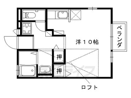 京都市東西線 椥辻駅 徒歩6分 2階建 築25年(1K/2階)の間取り写真
