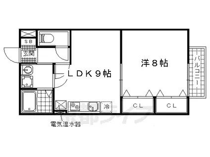 京都市東西線 小野駅(京都) 徒歩4分 2階建 築24年(1LDK/1階)の間取り写真