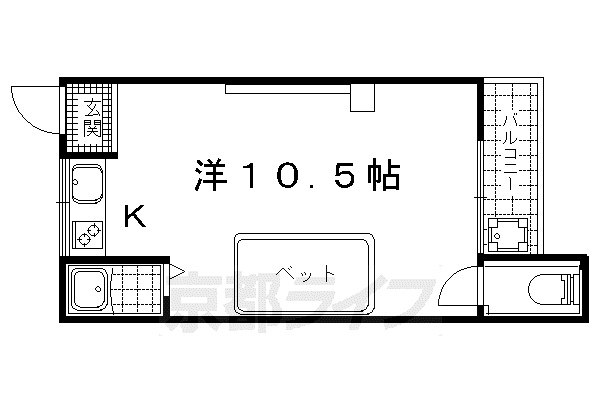 京阪電気鉄道京津線 四宮駅 徒歩4分 2階建 築51年(ワンルーム/2階)の間取り写真