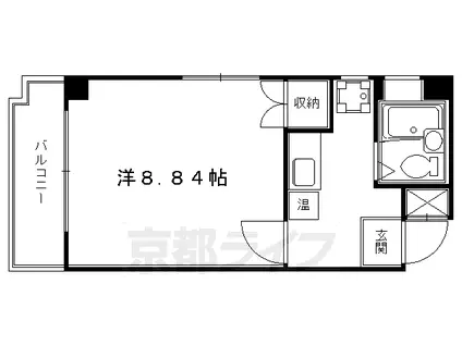 京都市東西線 二条城前駅 徒歩5分 5階建 築36年(1K/3階)の間取り写真