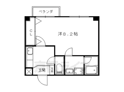 京都市東西線 山科駅 徒歩5分 5階建 築54年(1K/5階)の間取り写真