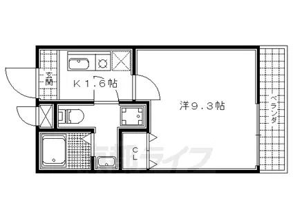 京都市東西線 醍醐駅(京都) 徒歩4分 4階建 築26年(1K/4階)の間取り写真