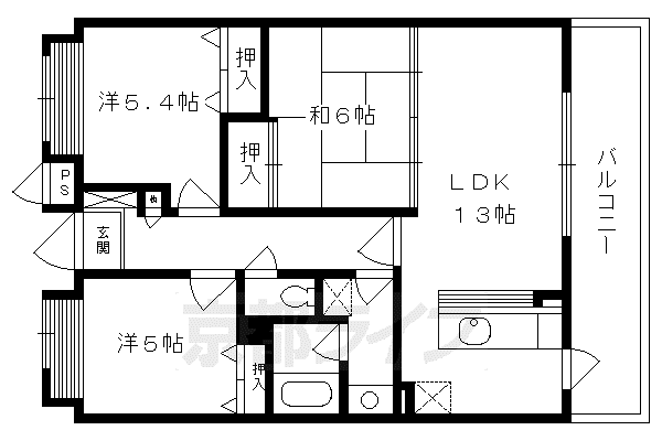 フレッチェ2(3LDK/4階)の間取り写真