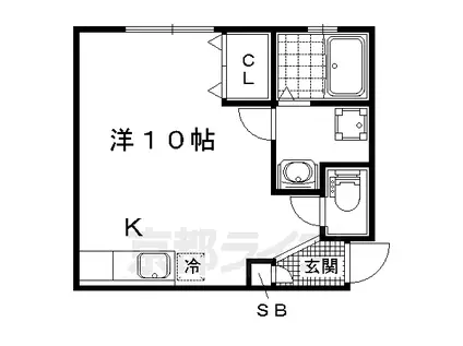 京都市東西線 御陵駅 徒歩2分 3階建 築57年(ワンルーム/2階)の間取り写真