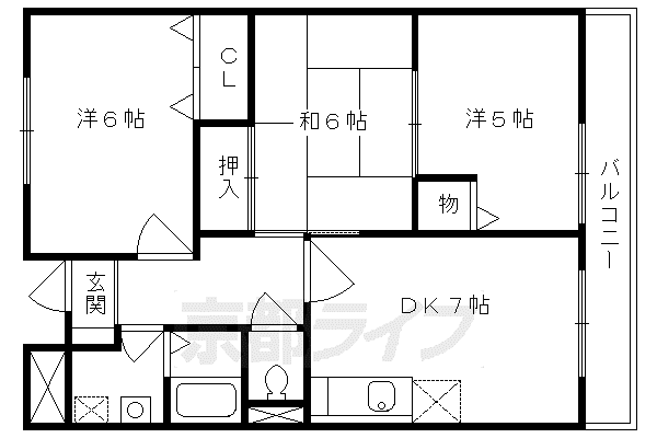 セブンヴェル(3DK/1階)の間取り写真