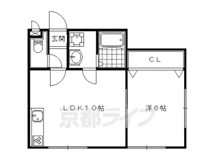 京都市東西線 御陵駅 徒歩17分 4階建 築18年(1LDK/1階)の間取り写真