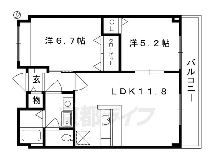ジョイフル岡本(2LDK/2階)の間取り写真