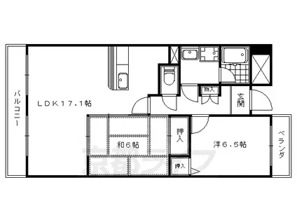 京都市東西線 東野駅(京都) 徒歩2分 7階建 築25年(2LDK/4階)の間取り写真