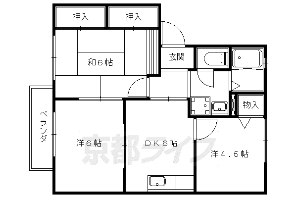 京都市東西線 東野駅(京都) 徒歩5分 2階建 築29年(3K/1階)の間取り写真