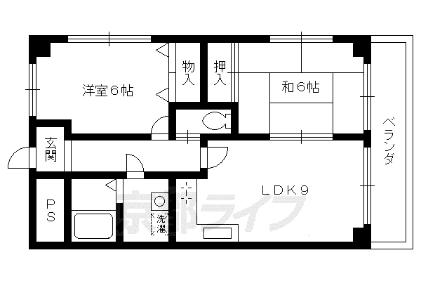 阪急電鉄京都線 西山天王山駅 徒歩14分 4階建 築30年(2LDK/2階)の間取り写真