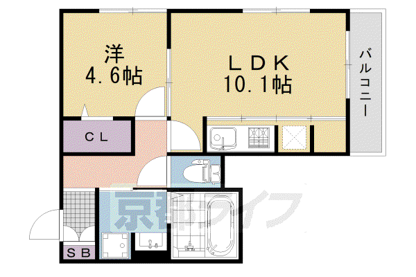 阪急電鉄京都線 長岡天神駅 徒歩2分 3階建 築2年(1LDK/2階)の間取り写真