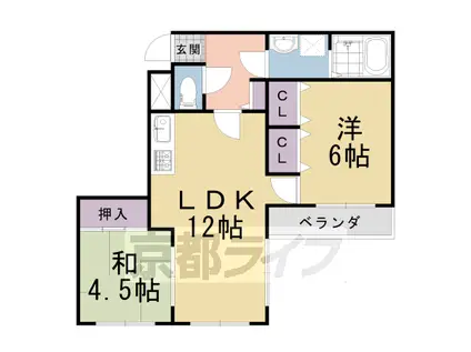 阪急電鉄京都線 西山天王山駅 徒歩15分 3階建 築28年(2LDK/2階)の間取り写真