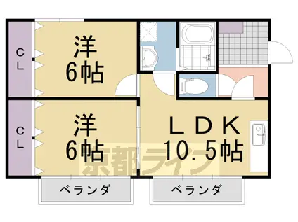 東海道本線 長岡京駅 徒歩54分 2階建 築25年(2LDK/2階)の間取り写真