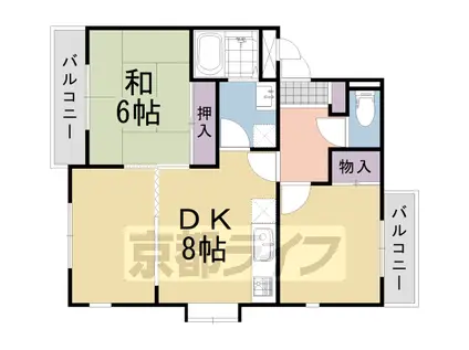 阪急電鉄京都線 洛西口駅 徒歩10分 4階建 築29年(3LDK/3階)の間取り写真