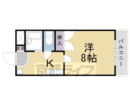 阪急電鉄京都線 長岡天神駅 徒歩13分 2階建 築29年(1K/1階)の間取り写真